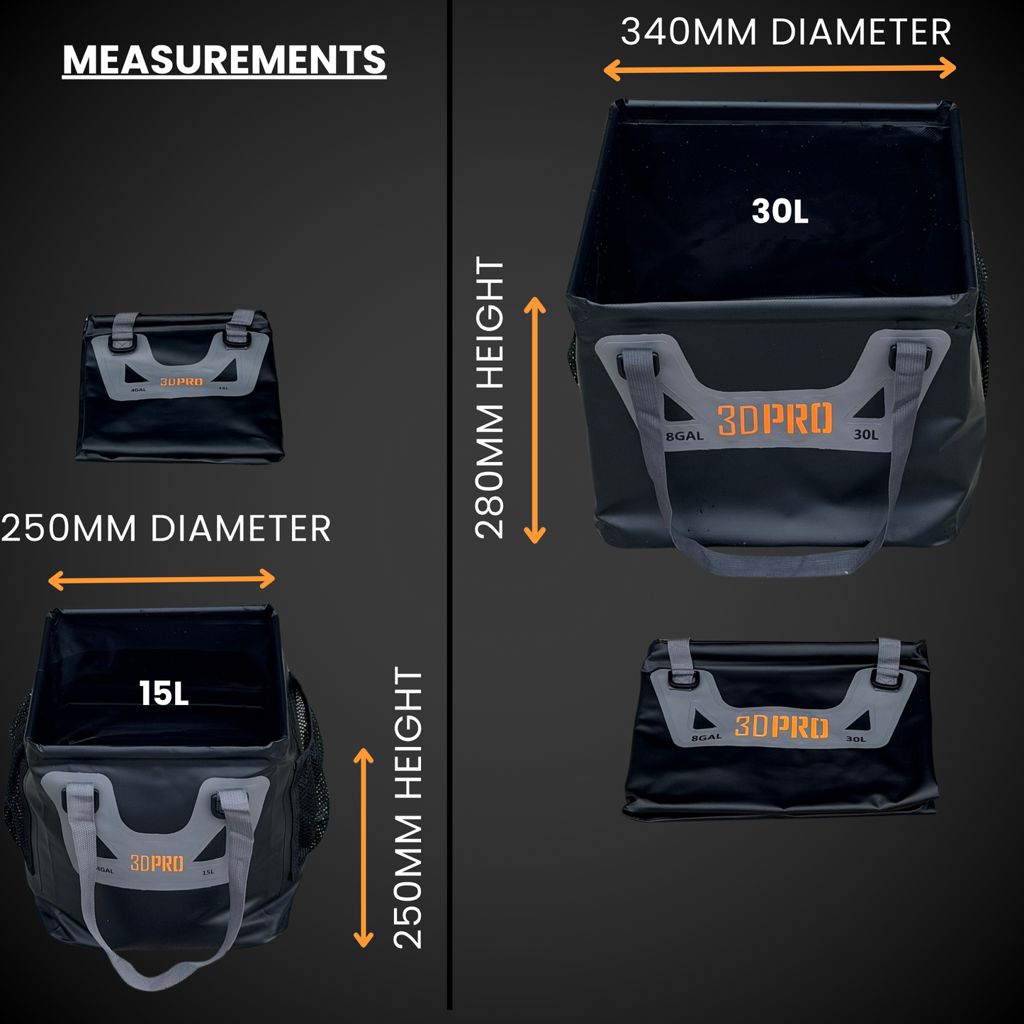 30L/8GAL Pro Square Folding Bucket