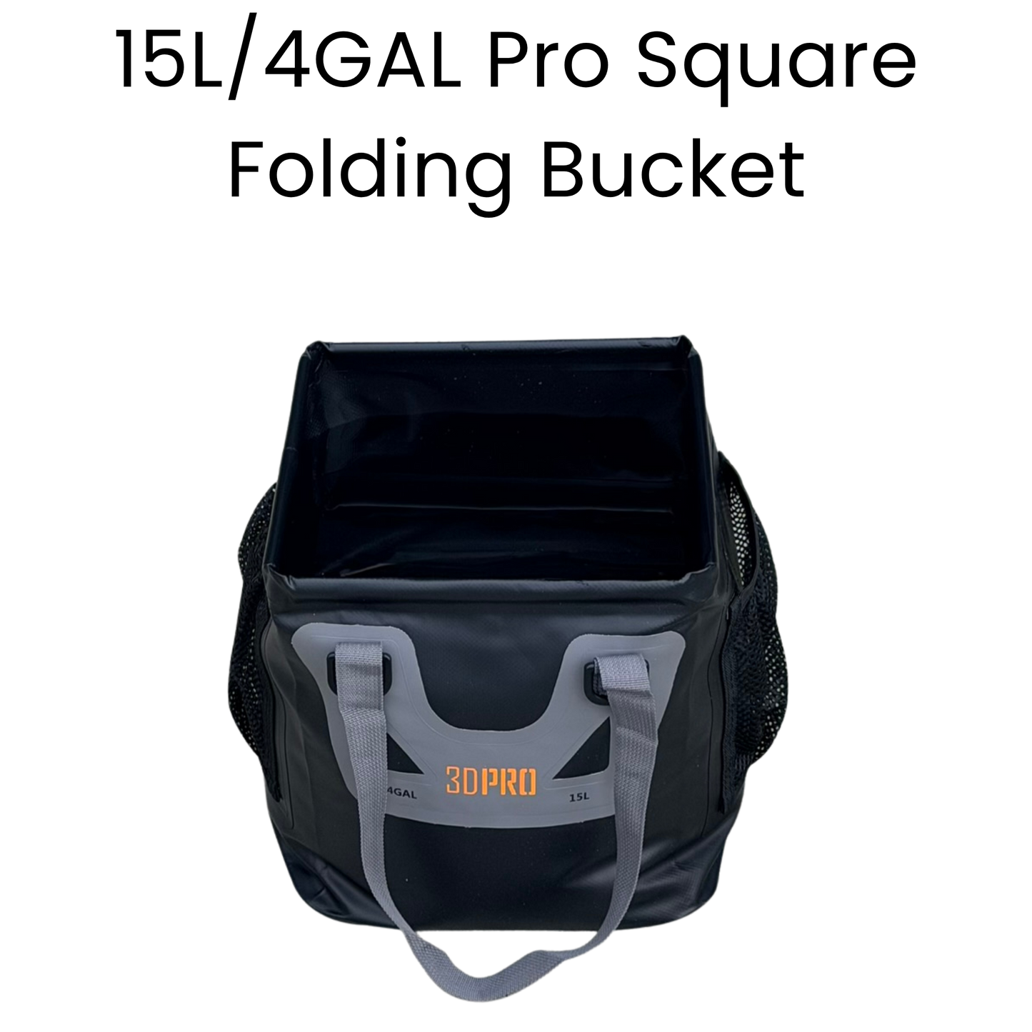 15L/4GAL Pro Square Folding Bucket Transparent Background