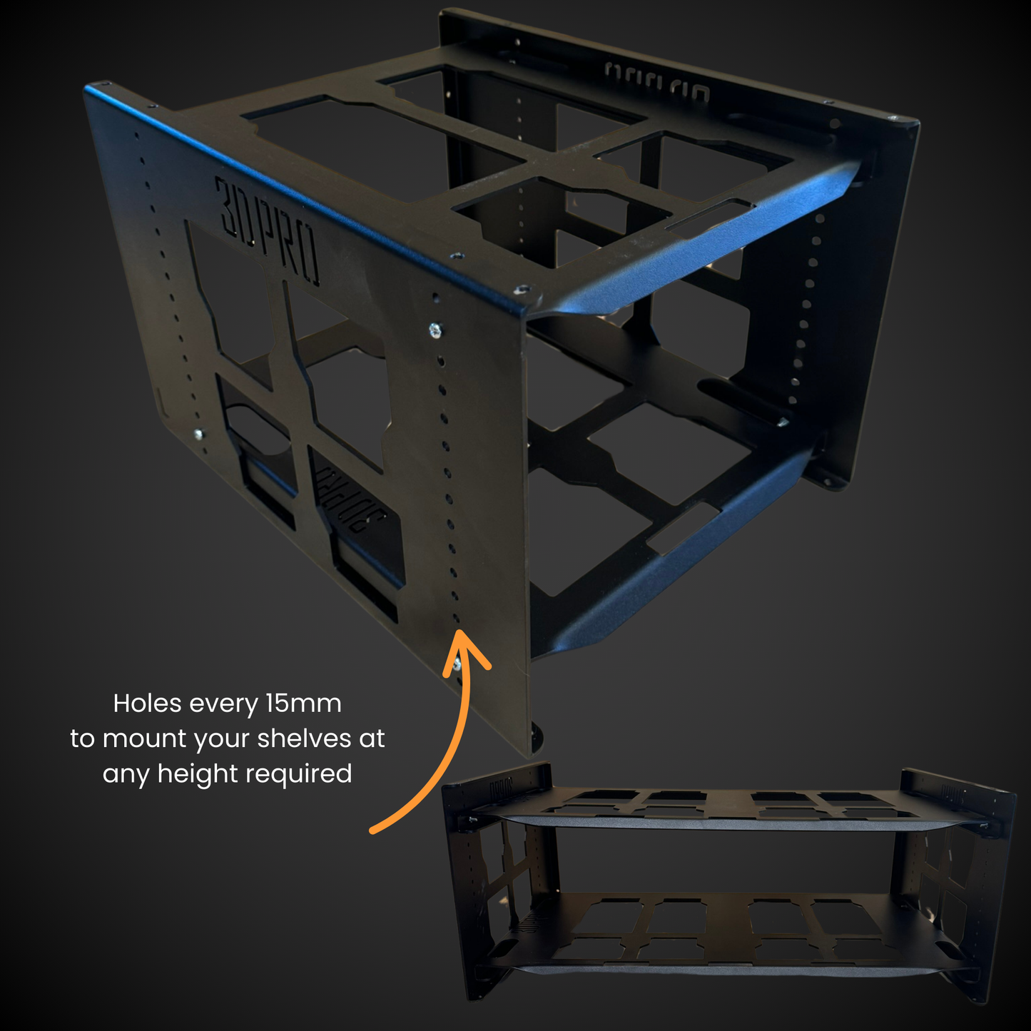 250mm Height Set of Walls (Pack A Shelf) with holes every 15mm to mount your shelves at any height required