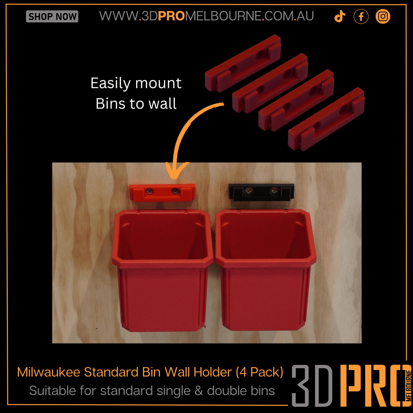 Standard Bin Wall Holder (4-pack)