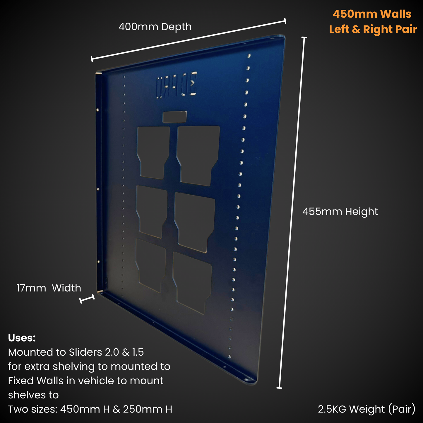 450mm Height Set of Walls (Pack A Shelf)