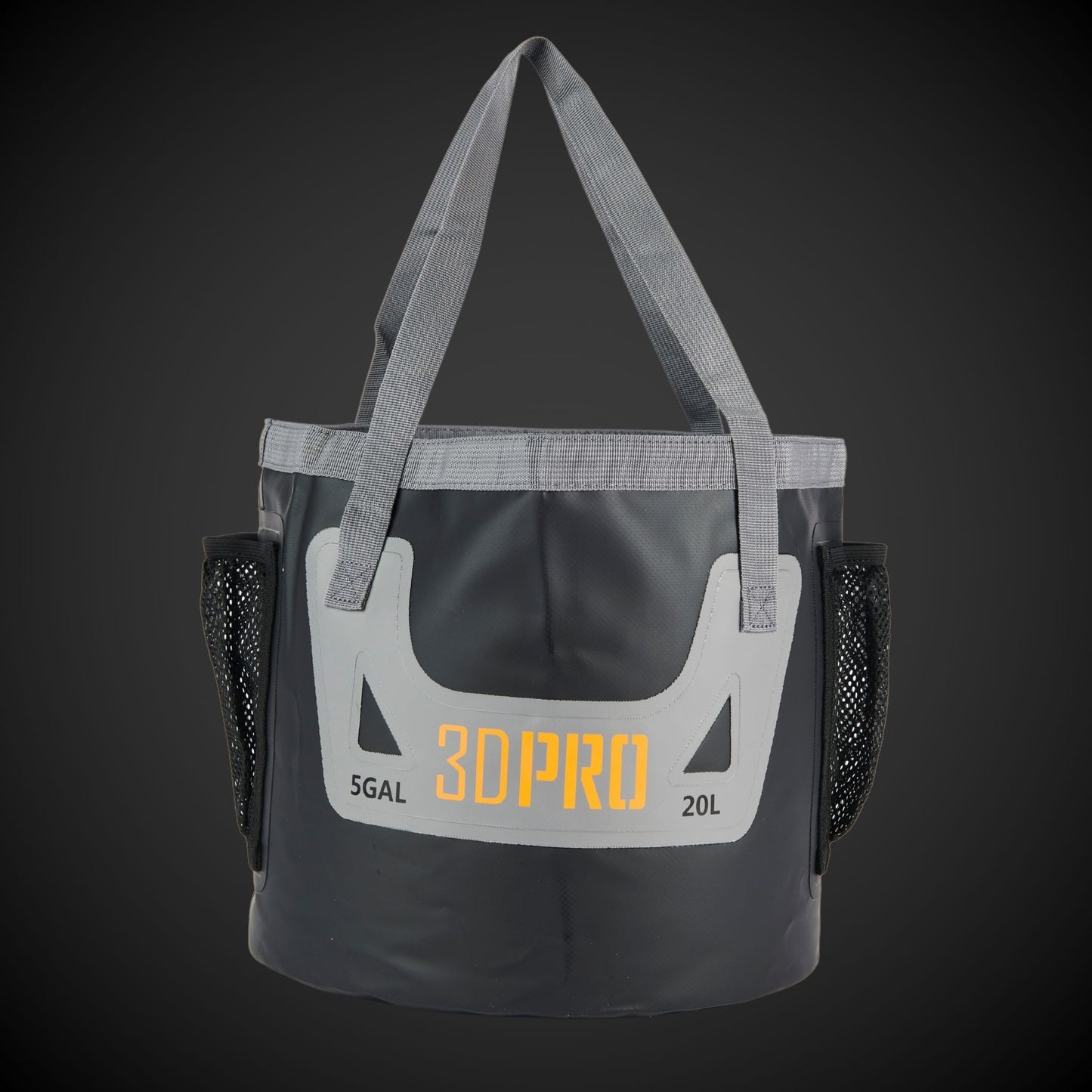 Black Folding Bucket Shown from Front Angle