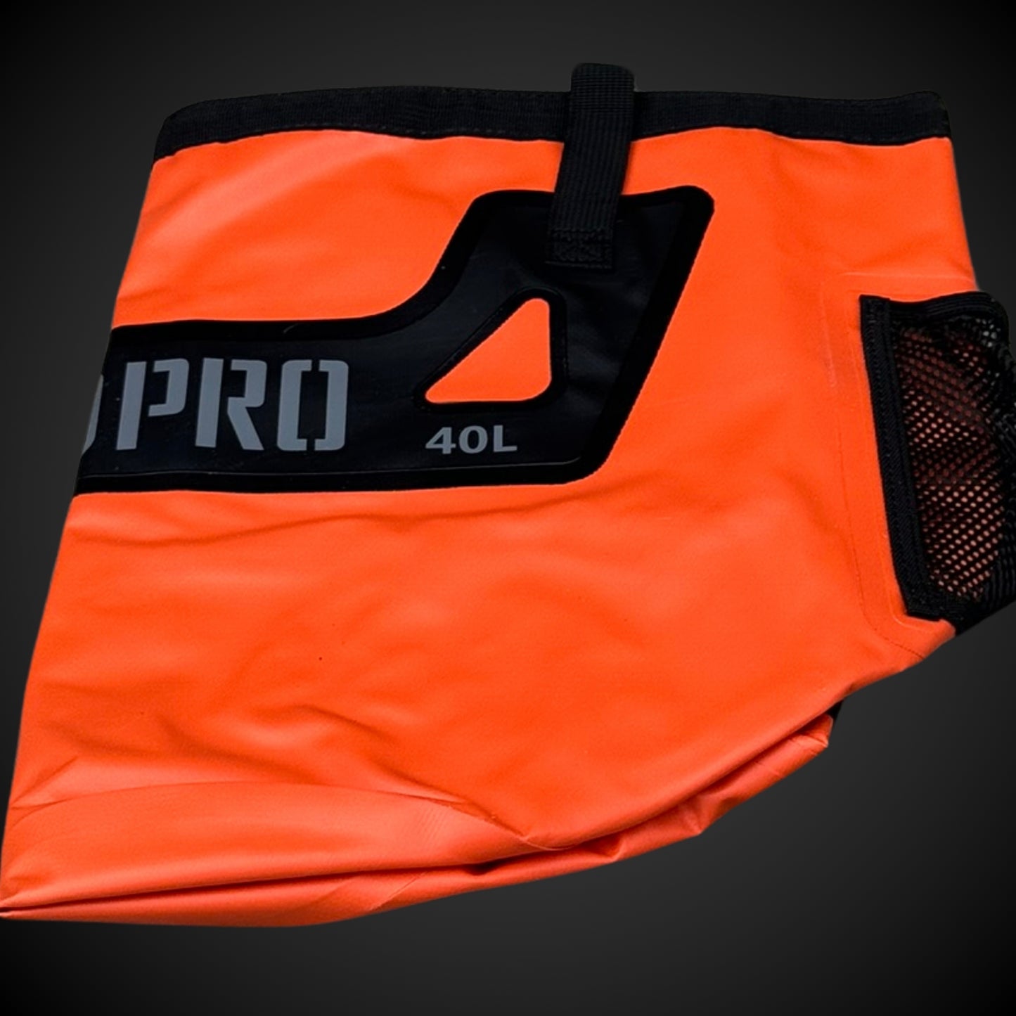 Orange pro limited edition folding bucket with black strap and 'PRO 40L' branding