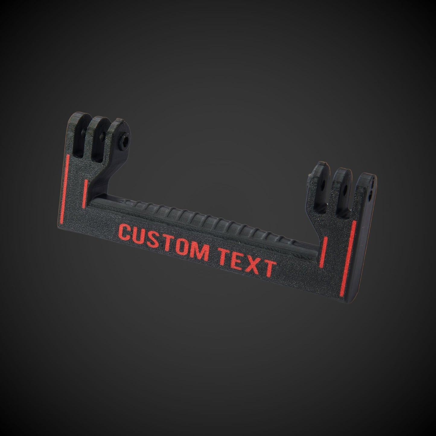 Customizable Handle - Standard Full Width for Milwaukee packout in black with red text, featuring a slot for custom text personalization.