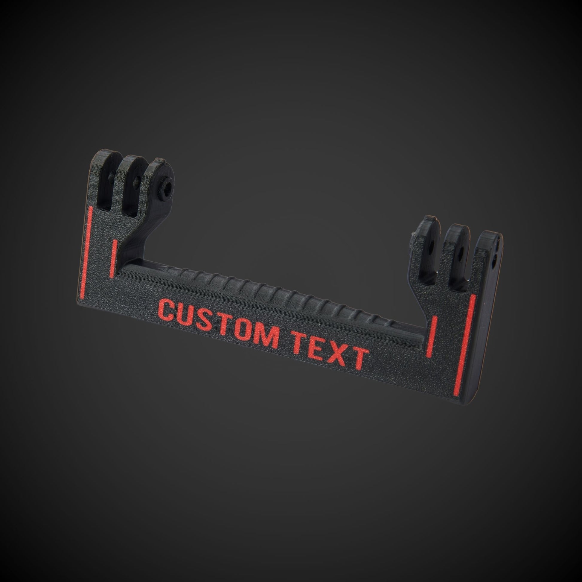 Customizable Handle - Standard Full Width for Milwaukee packout in black with red text, featuring a slot for custom text personalization.