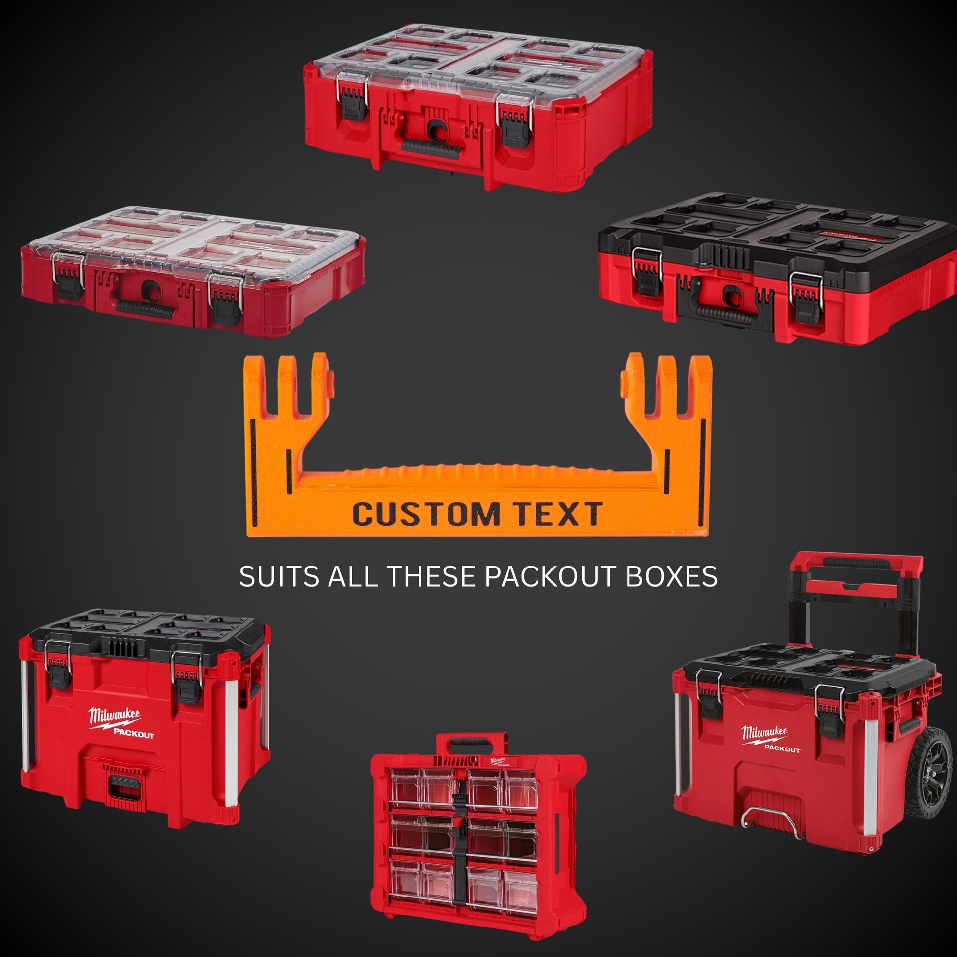 Collection of Milwaukee tool boxes with a custom Handle - Standard Full Width