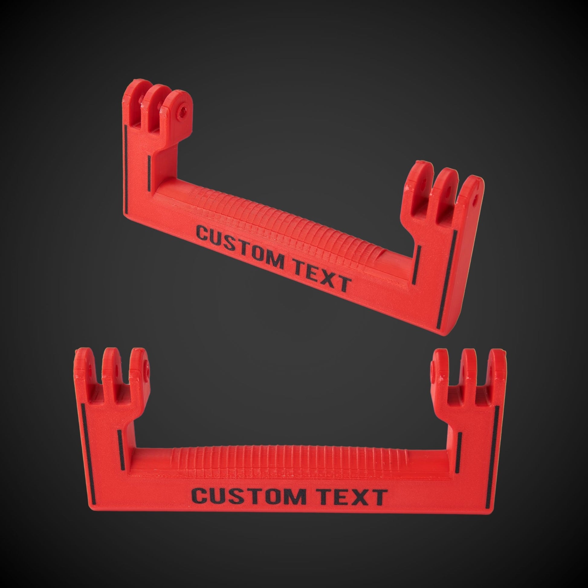 Customizable extra wide handle for Milwaukee tool boxes, displayed in red with options for personal text entry.