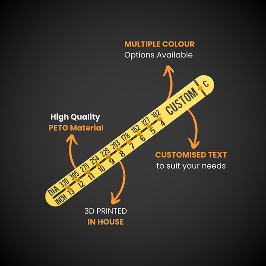 Yellow Imperial Cut-Out Template with text on a black background. Multiple color options, high quality PETG material, customize text to suit your needs, and 3D printed in house.