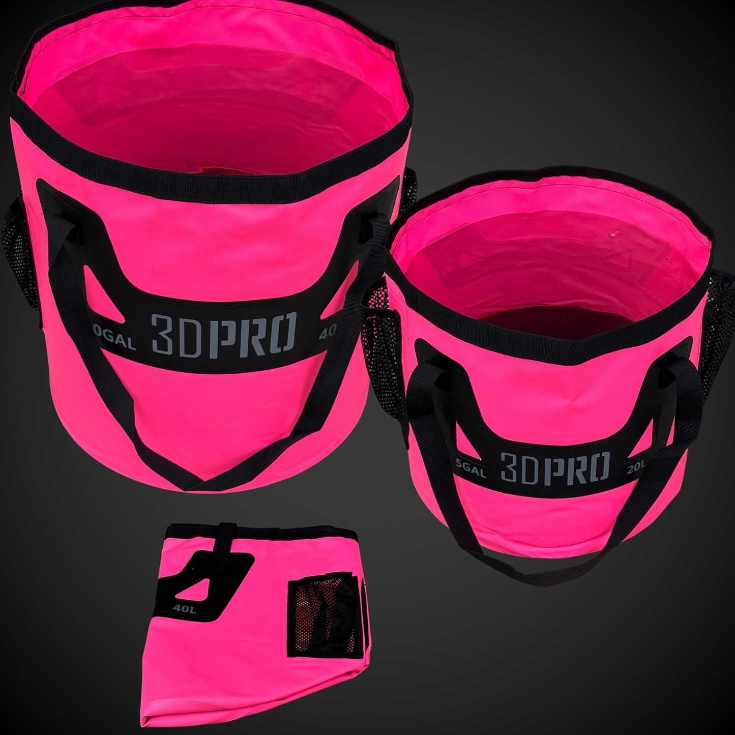 Pink Pro Folding Bucket (Limited Edition) with '3DPRO' branding on a black background