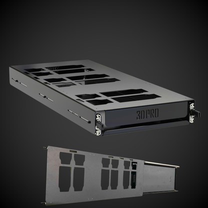 Metallic electronic component with '3DPRO' branding on a dark background