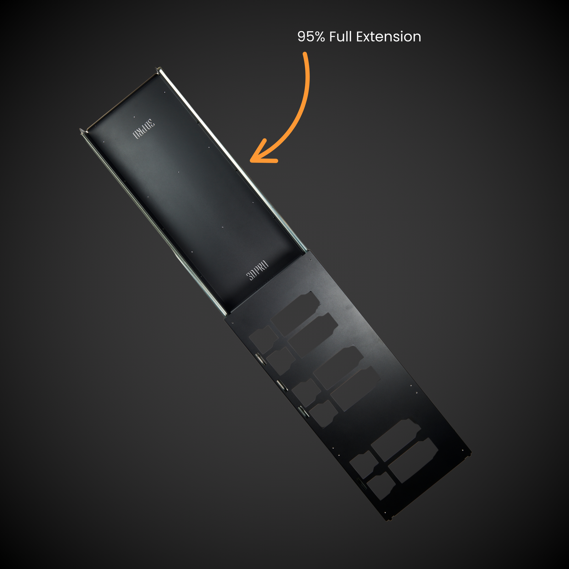 1.5 Mini Slider (Pack A Shelf) indicating 95% full extension on a dark background.