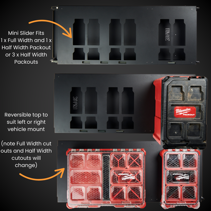 Black and red tool organizer with reversible 1.5 Mini Slider (Pack A Shelf)