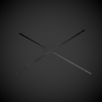 Two crossed 1.5 Slider Bracing Kit (Pack A Shelf) on a dark gray background