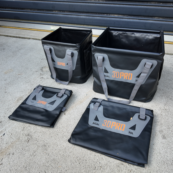 Set of 15L/4GAL Pro Square Folding Buckets on a concrete surface
