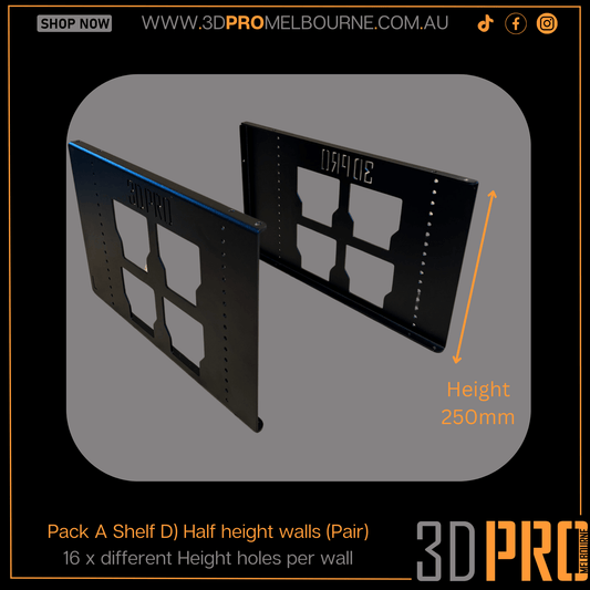 250mm Height Set of Walls (Pack A Shelf)