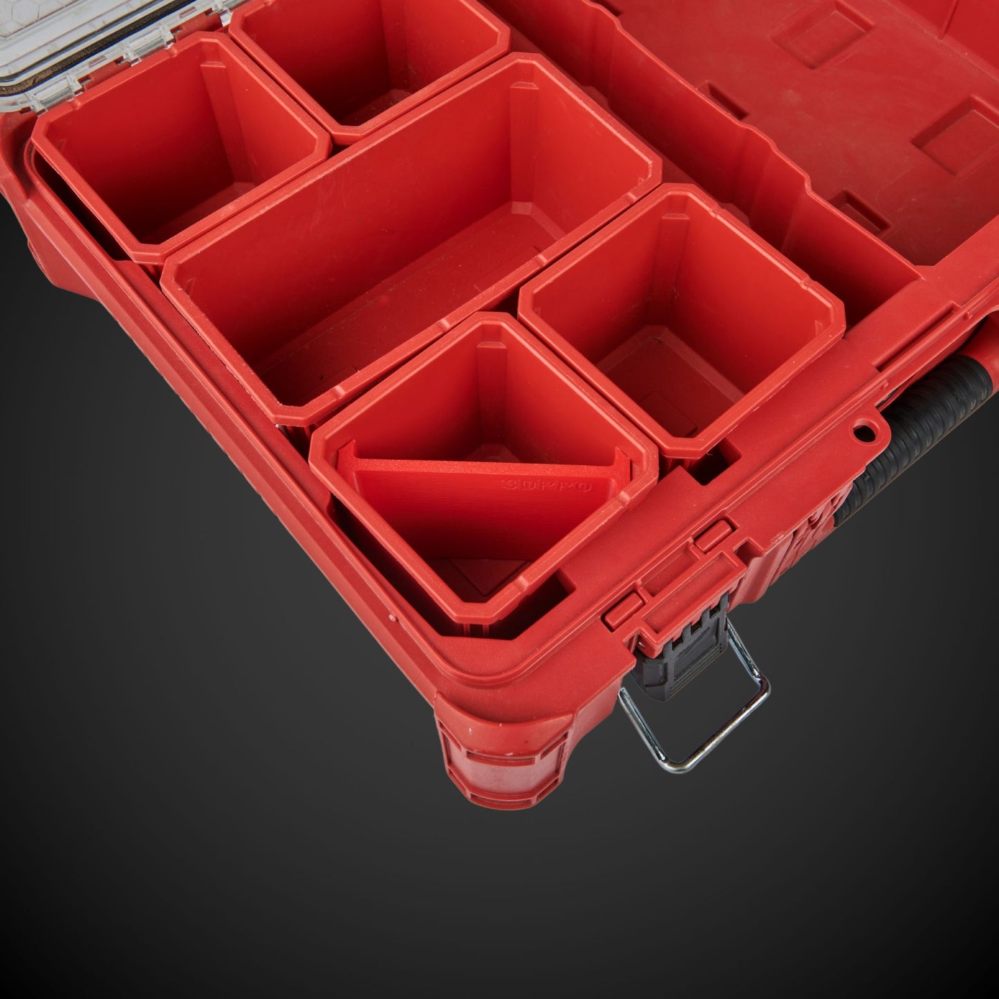 Milwaukee tool organizer with 2-Way Standard Single Bin Divider (MP) on a dark background