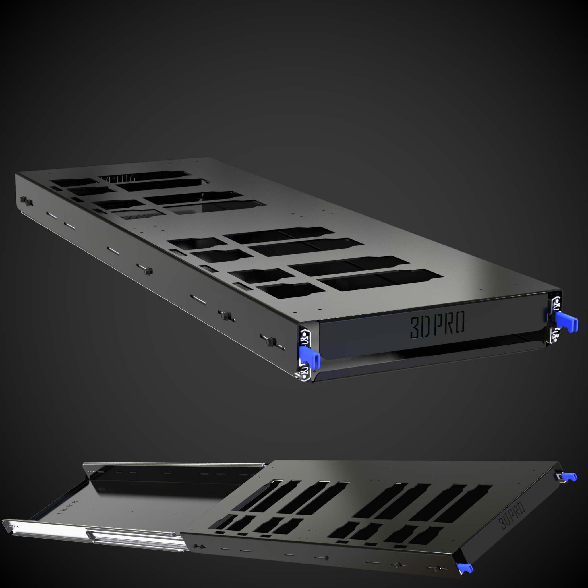 2.0 Dual Slider (Pack A Shelf)with '3D Pro' branding on a dark background