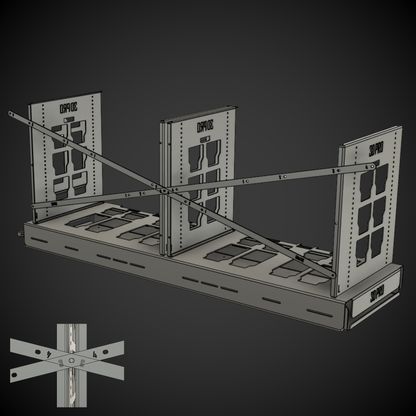 3D model of a metal shelf structure with 2.0 Slider Bracing Kit (Pack A Shelf)