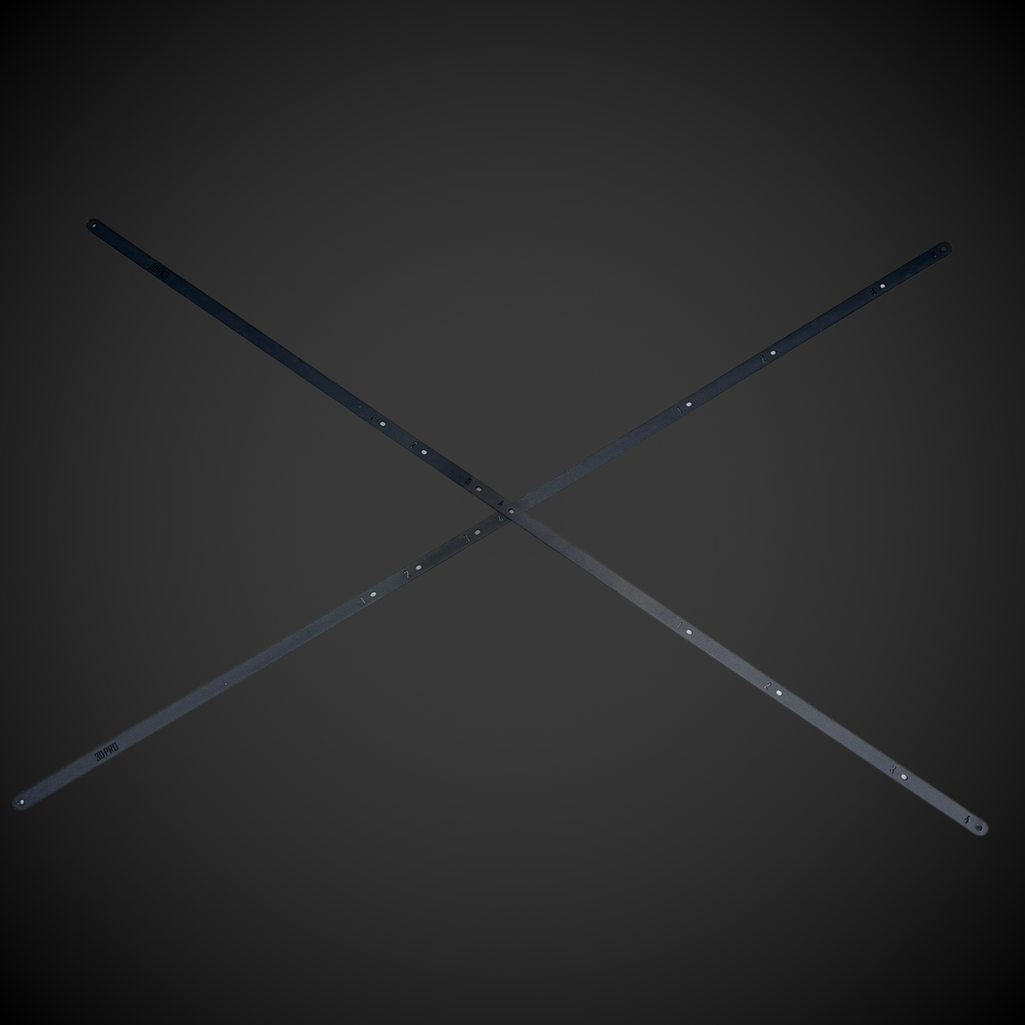 Two crossed 3DPRO 2.0 Slider Bracing Kit (Pack A Shelf) on a dark background