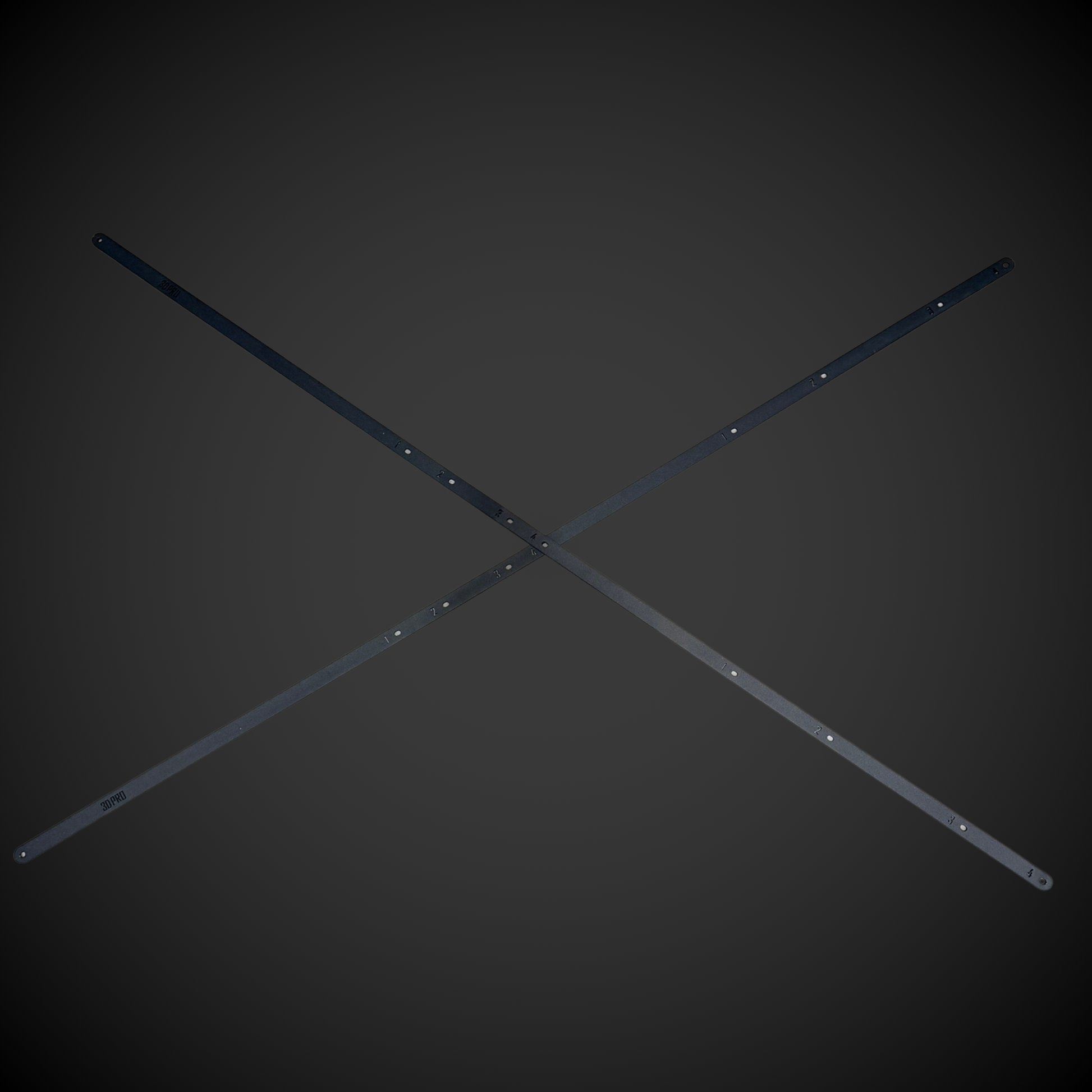 Two crossed 3DPRO 2.0 Slider Bracing Kit (Pack A Shelf) on a dark background