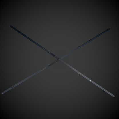 Two crossed 3DPRO 2.0 Slider Bracing Kit (Pack A Shelf) on a dark background