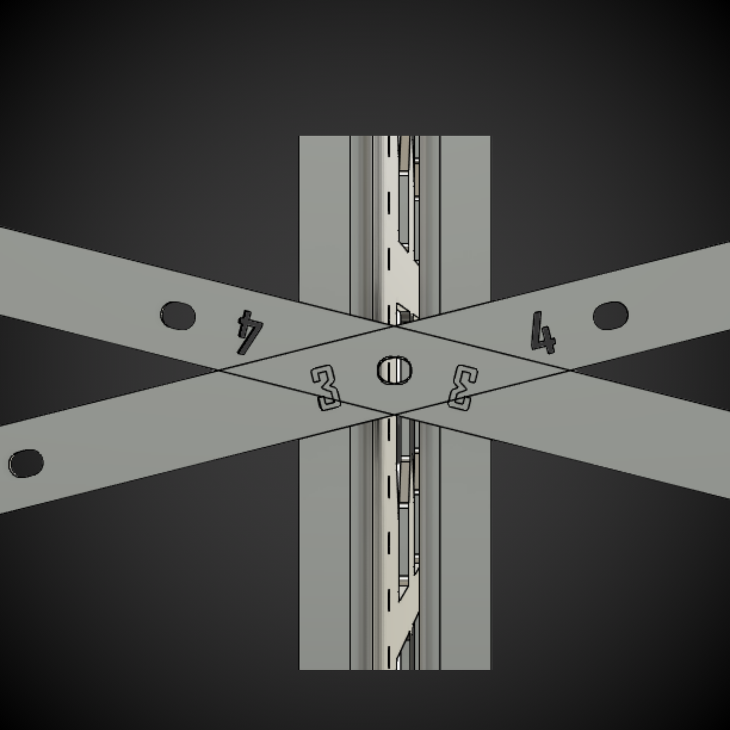 3DPRO 2.0 Slider Bracing Kit (Pack A Shelf) with numbered holes on a dark background