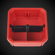A red, 3-way low single bin divider with black details, designed to fit into a Milwaukee Packout low organiser single bin.