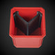 A red plastic bin with a black 3-way standard single bin divider inside, designed to organize items within the bin.