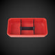 A red 4-way low double bin divider with black accents, designed for organizing tools within a bin.