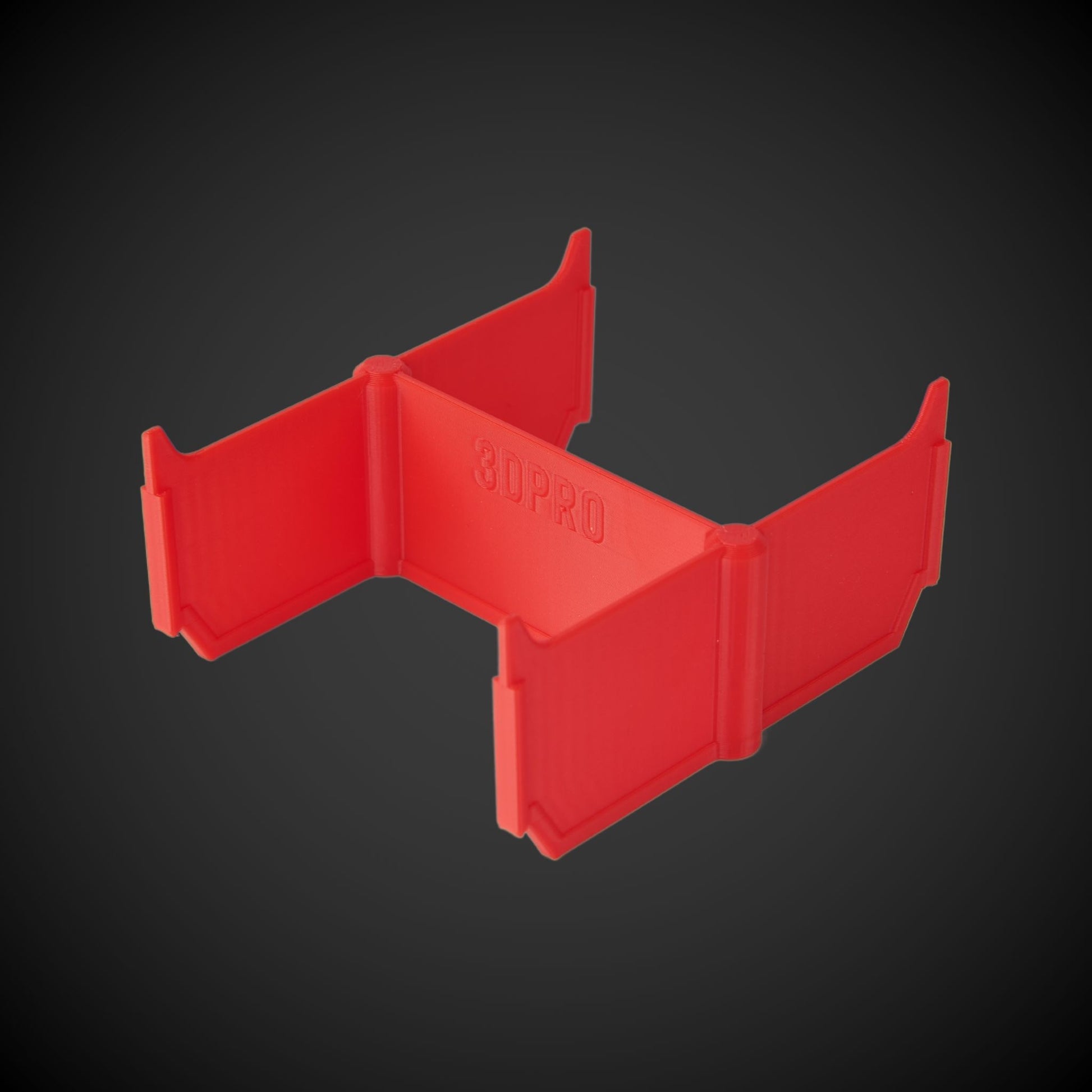 Red 4-Way Low Double Bin Divider (MP) with '3DPRO' branding on a dark background