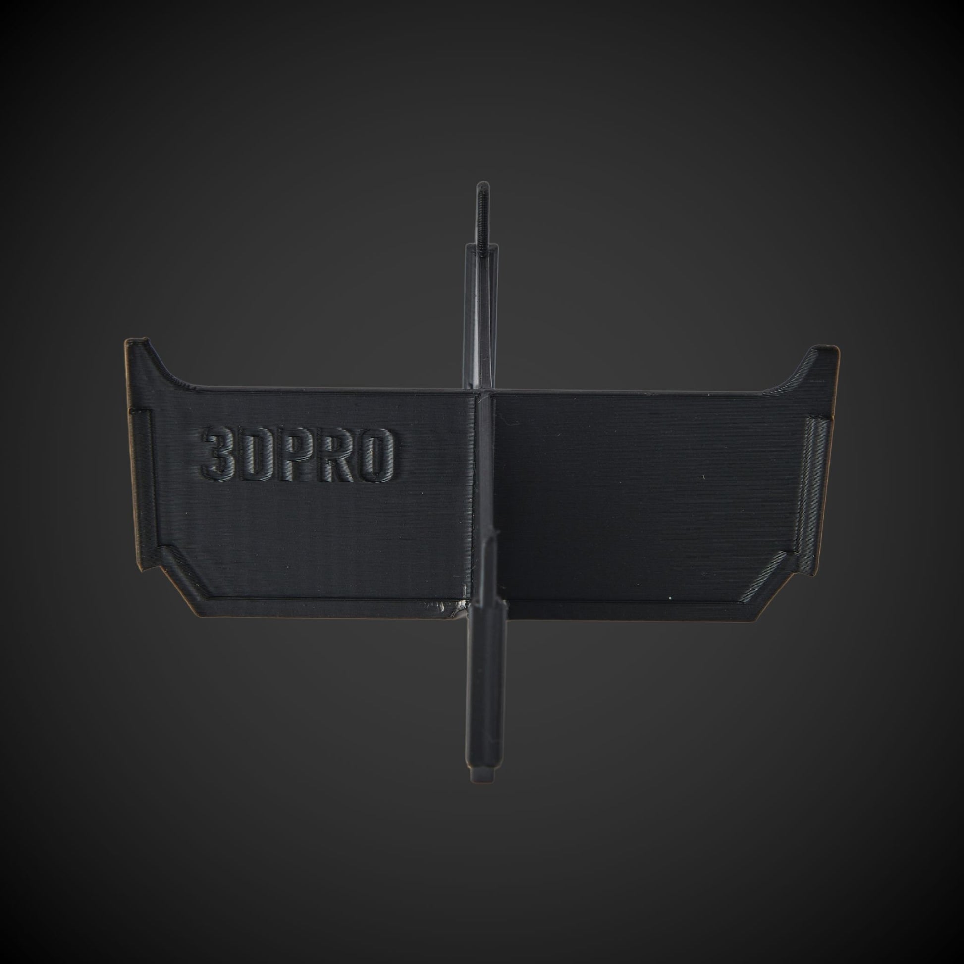 Black 3DPRO 4-Way Low Single Bin Divider (MP) product on a dark gray background