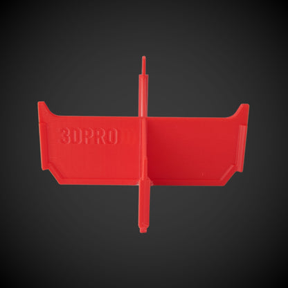 Red 4-Way Low Single Bin Divider (MP) on a black background