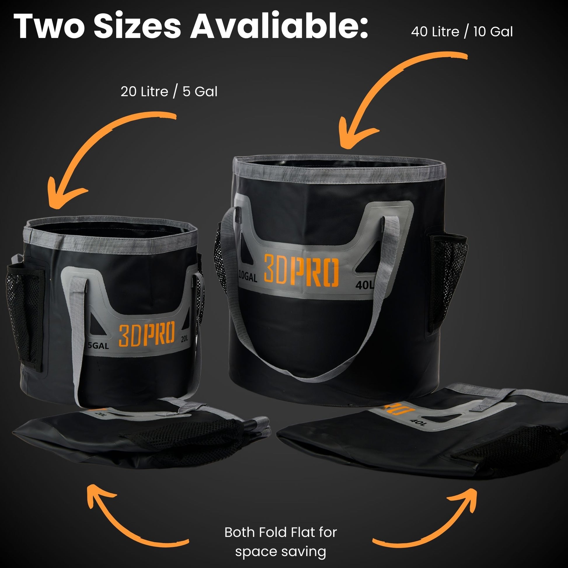 40L/10GAL Pro Folding Bucket 2 Sizes Available