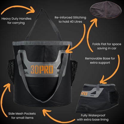 3DPRO 40L/10GAL Pro Folding Bucket Key Features