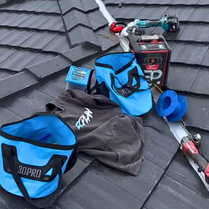 Tools and equipment on a roof with visible '3DPRO' branding.