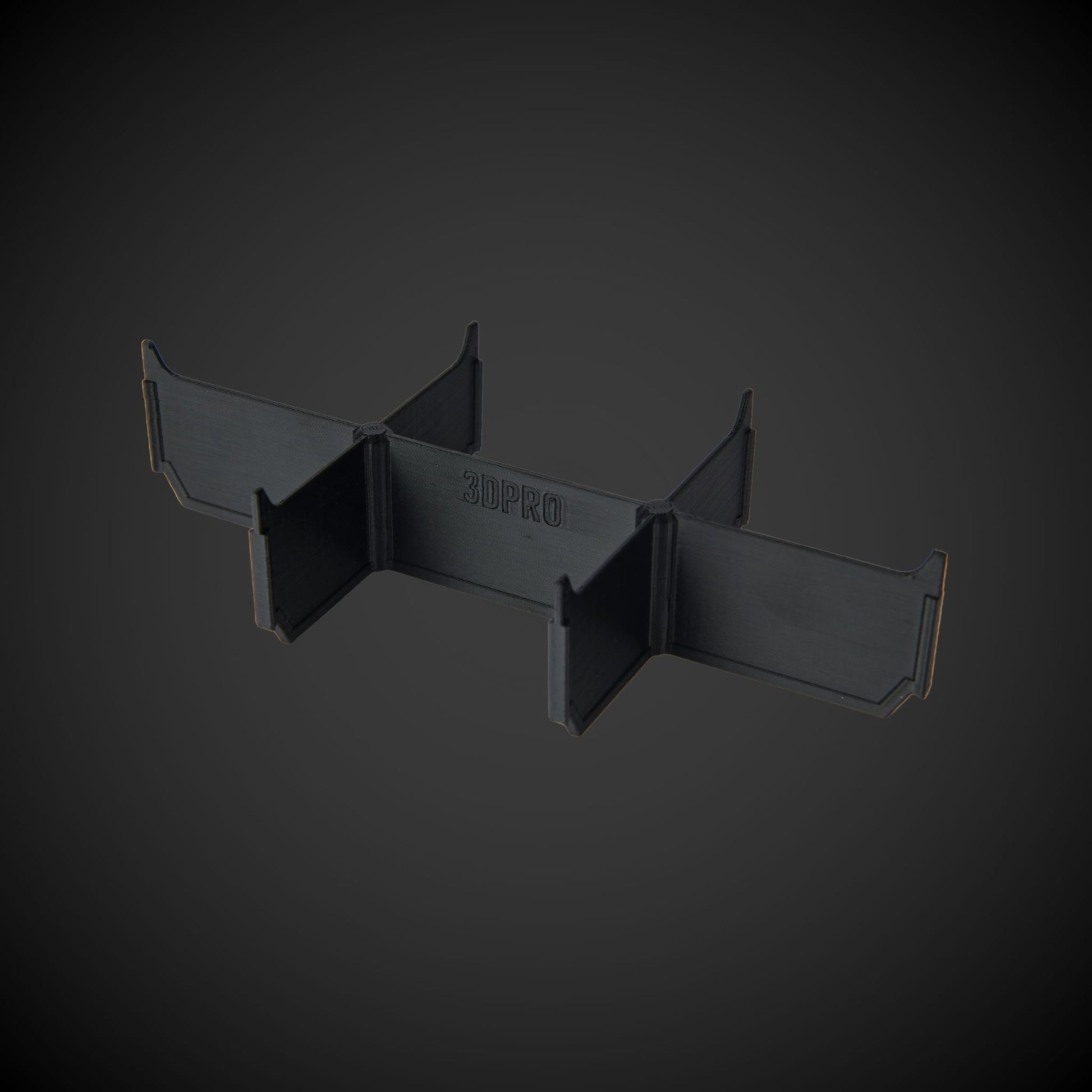 Black 6-way low double bin divider with '3DPRO' branding on a dark gray background
