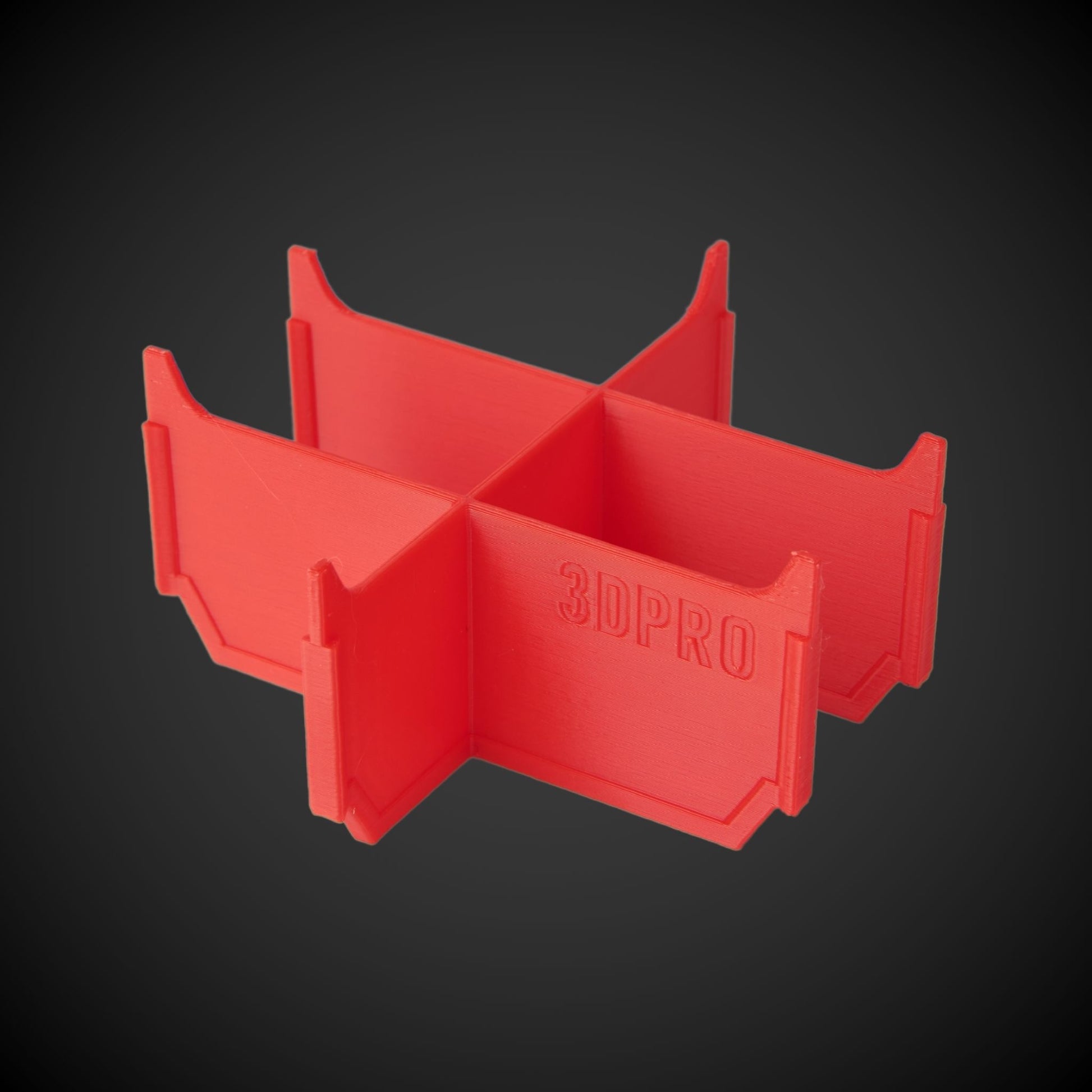 Red 6-Way Low Single Bin Divider (MP) with '3DPRO' branding on a black background