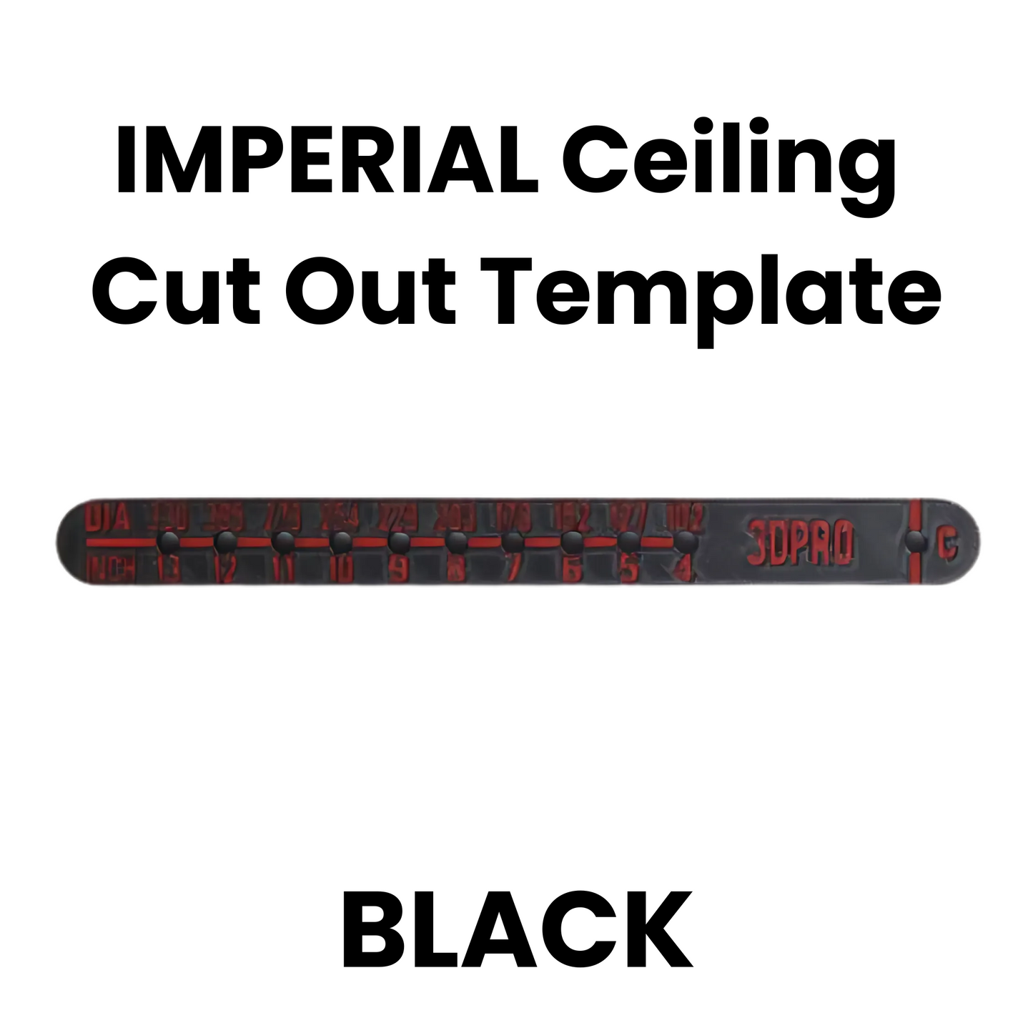 Black Imperial ceiling cut out template with red text on a white background
