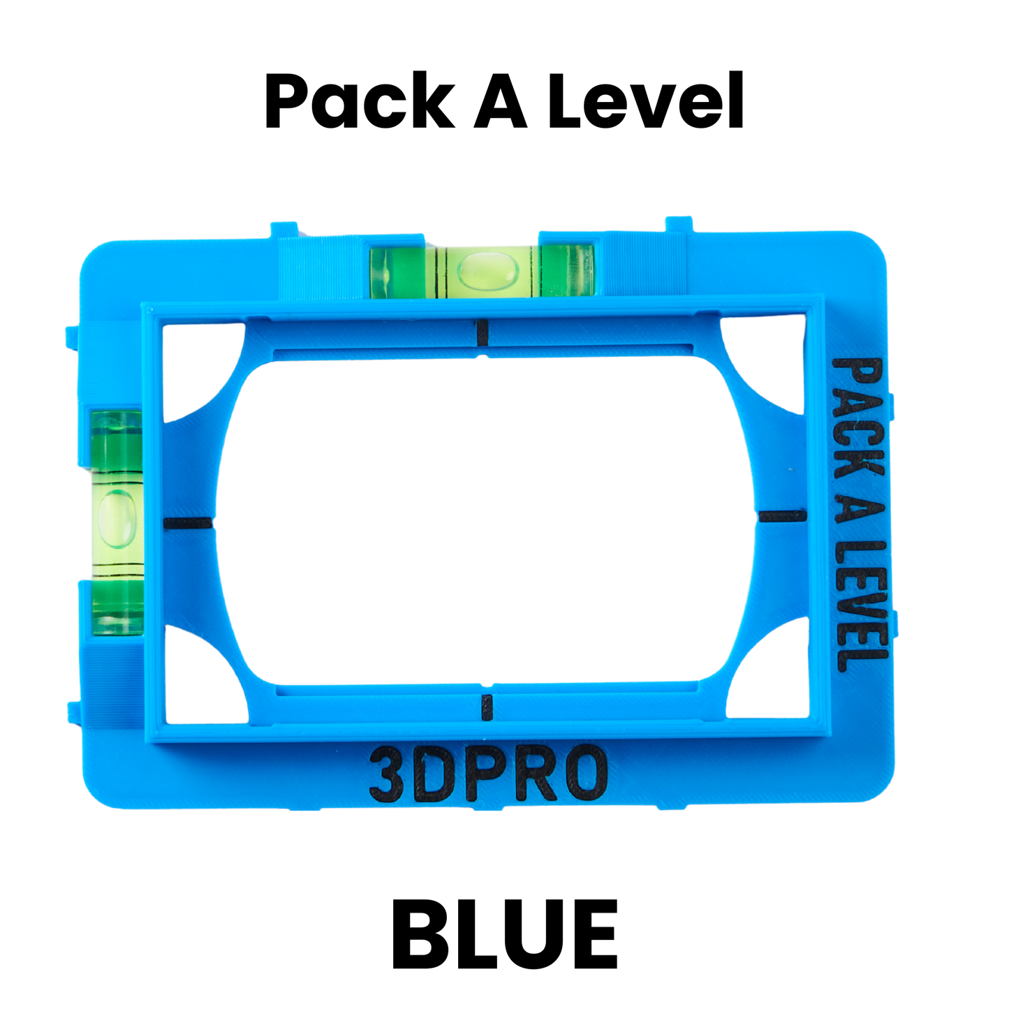Blue level tool with '3DPRO' branding on a white background