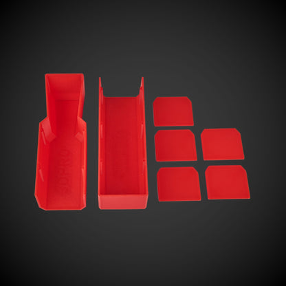 Set of red Centre Divider Pack (Low Full Width Packout) on a black background