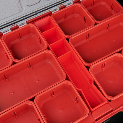 Red Centre Divider Pack (Low Full Width Packout) inside a large Milwaukee Packout