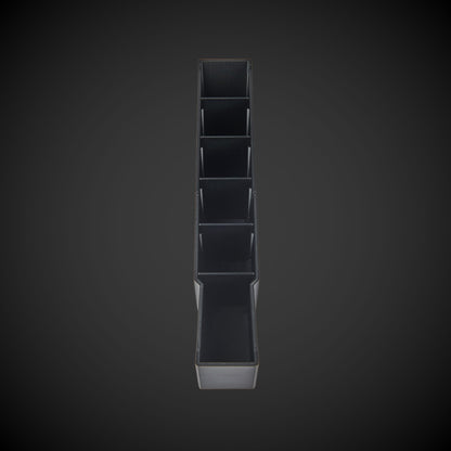 Black Centre Divider Pack (Standard Full Width Packout) with five square compartments on a dark gray background