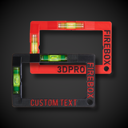 Two red and black level tools with 'FIREBOX' branding on a dark background