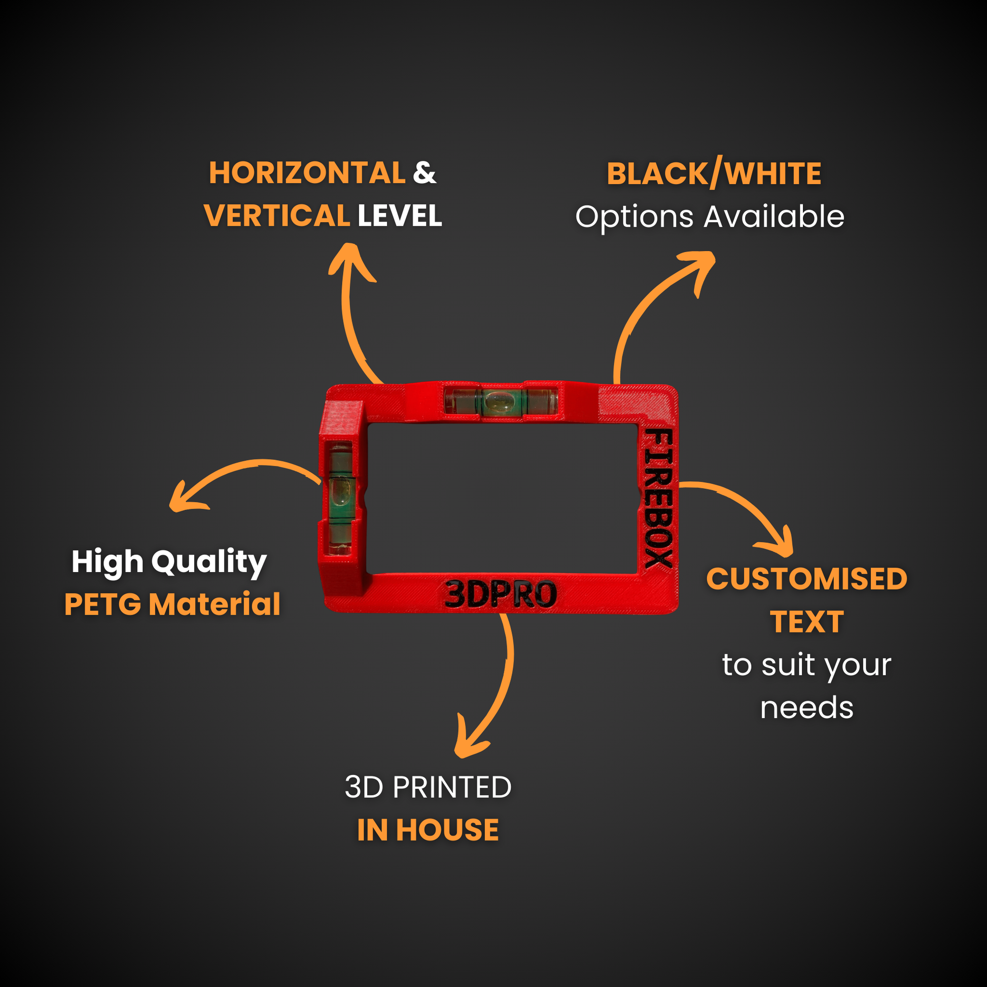 Red Firebox Template with text detailing features on a black background