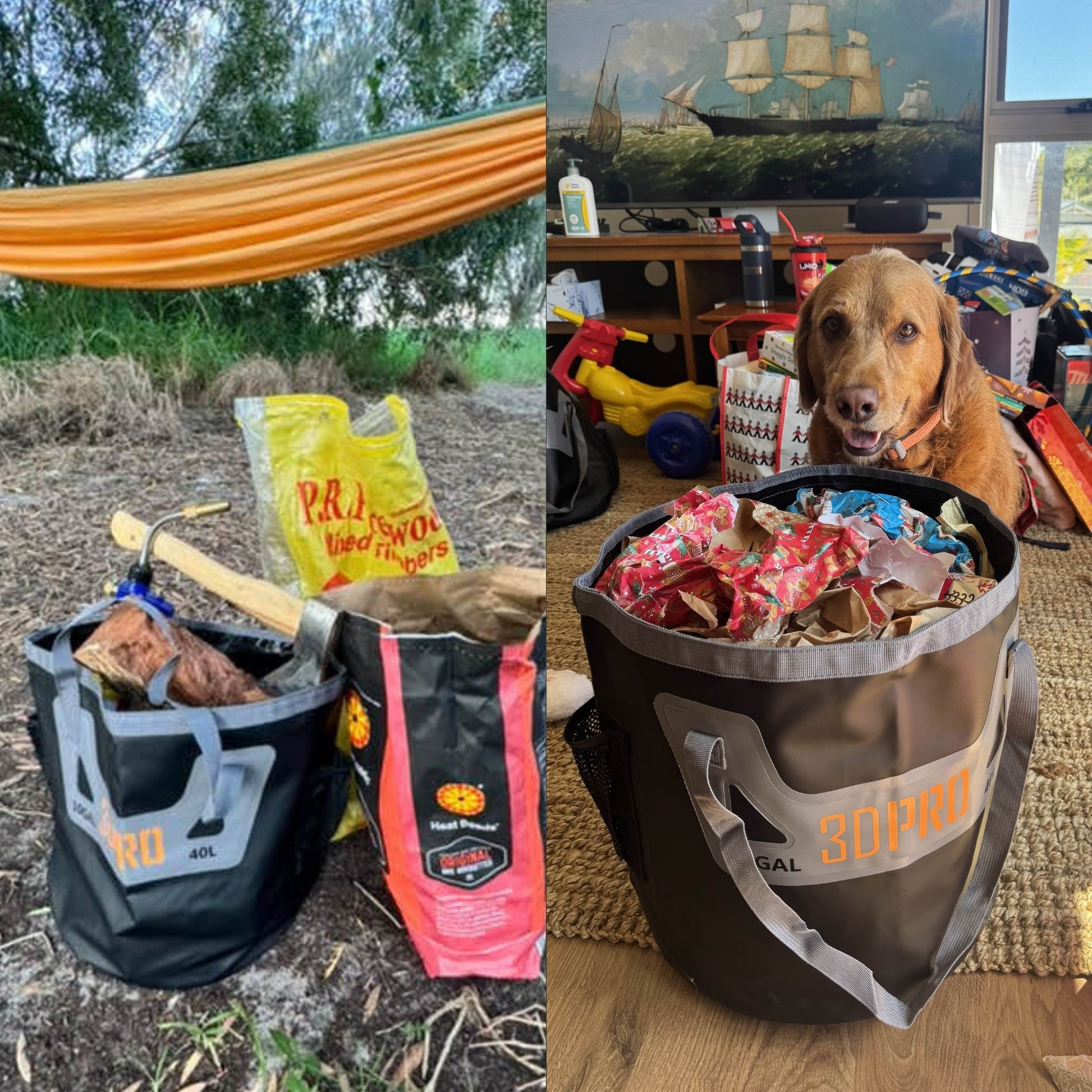 Folding buckets for camping usage