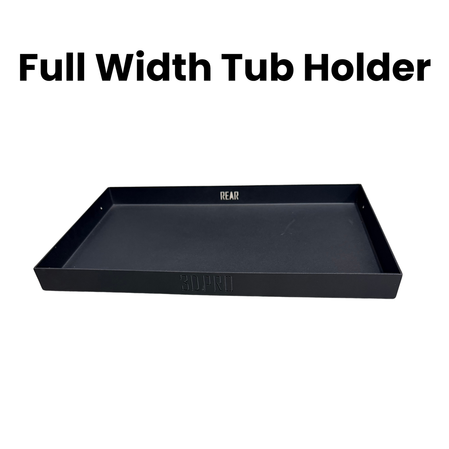 Black full-width tub holder with 'REAR' branding on a white background