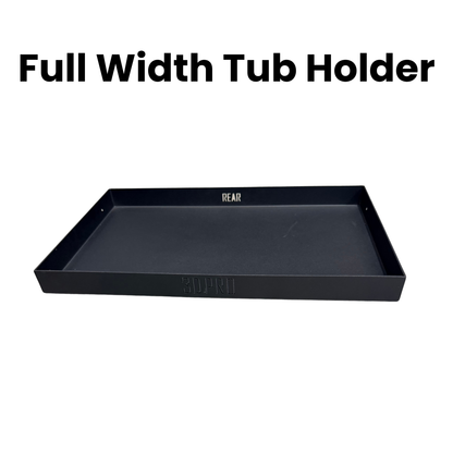 Black full-width tub holder with 'REAR' branding on a white background