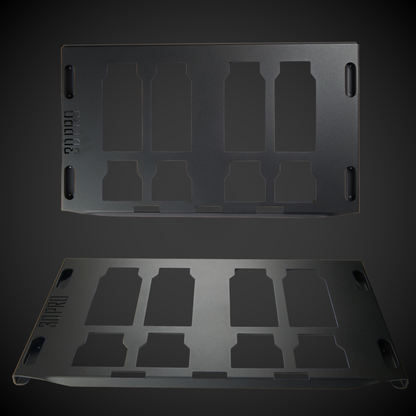 Two Full Width Shelf (Pack A Shelf) with cut-out sections on a dark background