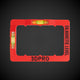 A red and black Hager Silhouette clip-on level with vertical and horizontal spirit levels, and the text '3DPRO' on the front.