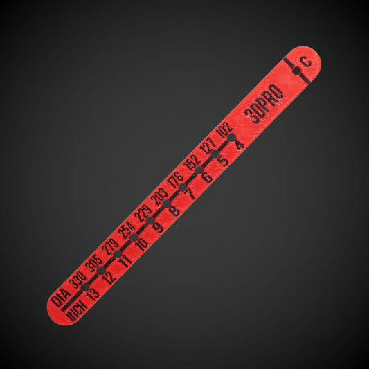 Red Imperial Cut Out Template with black text and measurements, on a black background.